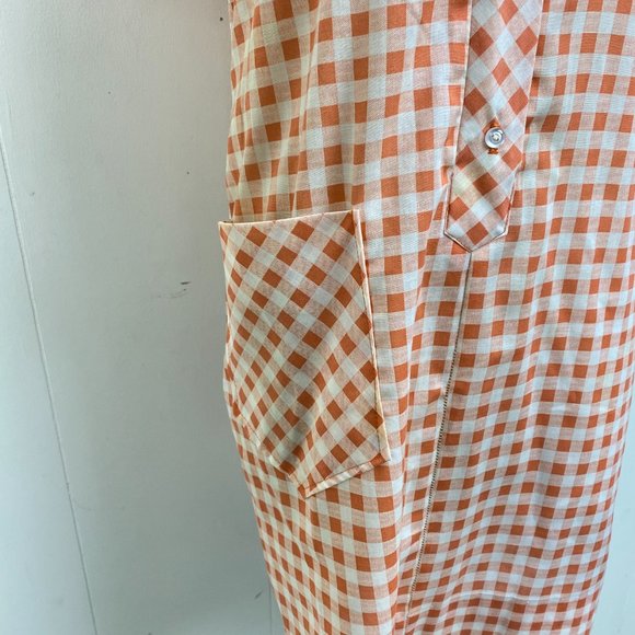 Vintage Sears Peach White Gingham Dress - Picture 3 of 10